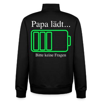 Papa lädt... bitte keine Fragen – Lustig & ehrlich - Unisex Organic Zip Sweatshirt von Stanley/Stella - Schwarz - Hinten - AI Model Male 185 light (185cm)