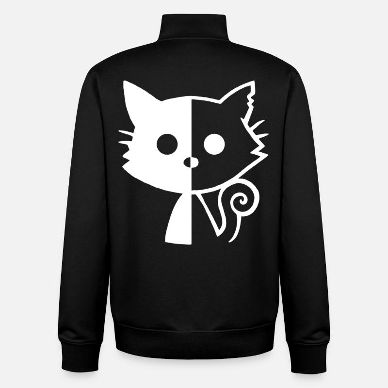 White Kitten Yin and Yang - Unisex Organic Zip Sweatshirt by Stanley/Stella - black