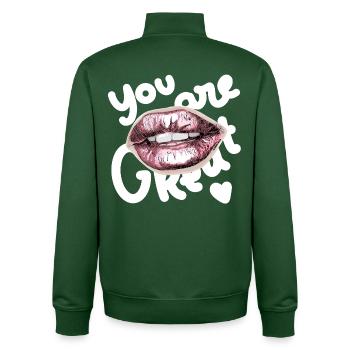 You Are Great - Unisex Organic Zip Sweatshirt by Stanley/Stella - bottle green - Back - AI Model Male 185 dark (185cm)