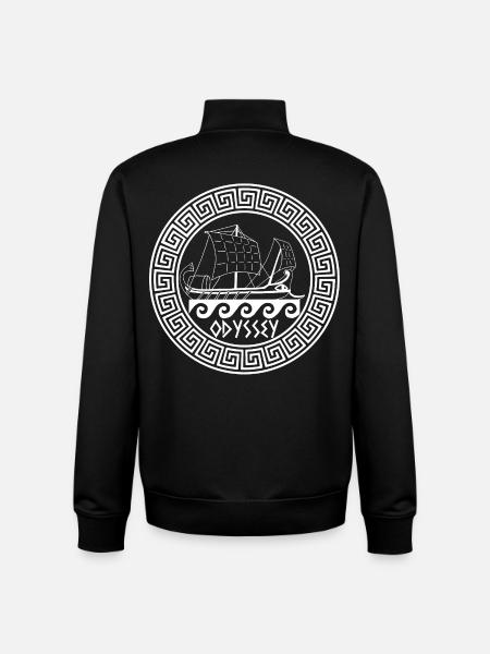 Odysseus Odyssey Symbol (white) - Unisex Organic Zip Sweatshirt by Stanley/Stella - black
