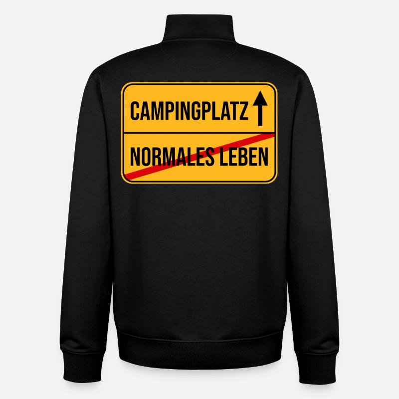 Campingplatz Warnhinweis Design - Unisex Organic Zip Sweatshirt von Stanley/Stella - Schwarz