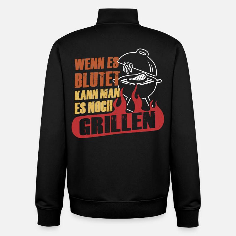 Grillbefehl bei Blutwurst Grillen Grillfest BBQ - Unisex Organic Zip Sweatshirt von Stanley/Stella - Schwarz