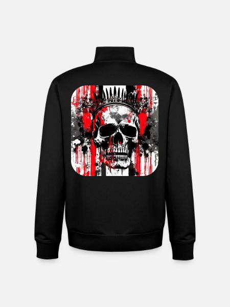 Crown Head Graffiti Skull - Unisex Organic Zip Sweatshirt by Stanley/Stella - black