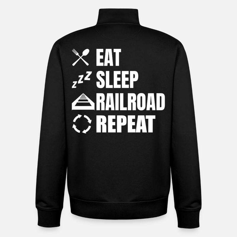Eat Sleep Railroad Repeat - Unisex Organic Zip Sweatshirt von Stanley/Stella - Schwarz