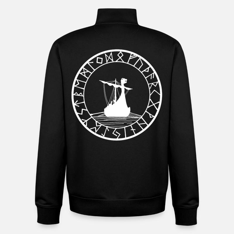 Weißes Wikinger-Langschiff und Kompass - Unisex Organic Zip Sweatshirt von Stanley/Stella - Schwarz