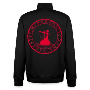 Rotes Wikinger-Langschiff und Kompass - Unisex Organic Zip Sweatshirt von Stanley/Stella - Schwarz - Hinten - AI Model Male 185 light (185cm)
