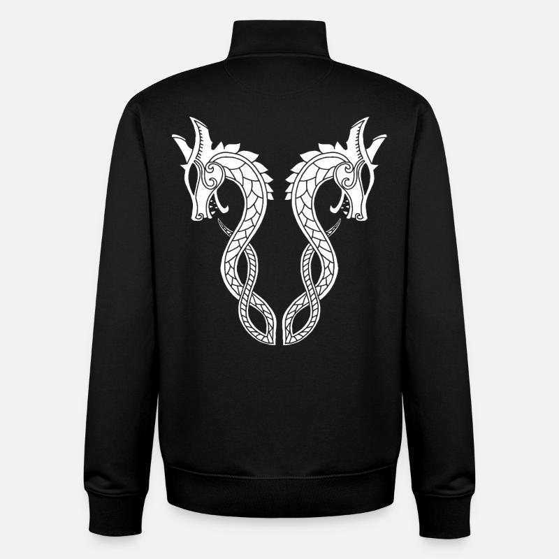 Dragon blanc à deux têtes - Sweat zippé unisexe en coton bio Stanley/Stella - noir