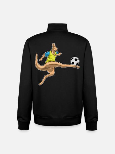Kangaroo Soccer Player Soccer - Unisex Organic Zip Sweatshirt by Stanley/Stella - black