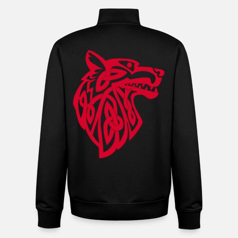 Wikinger Roter Wolf - Unisex Organic Zip Sweatshirt von Stanley/Stella - Schwarz