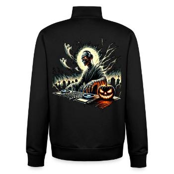 Halloween DJ Skull with Pumpkin - Unisex Organic Zip Sweatshirt by Stanley/Stella - black - Back - AI Model Male 185 light (185cm)