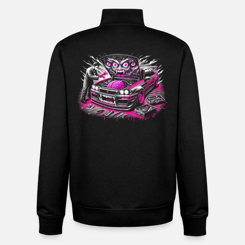 Neon Monster Car Graffiti Design - Sweat zippé unisexe en coton bio Stanley/Stella - noir