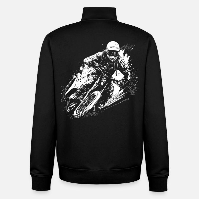 BMX Biker Drawing - Unisex Organic Zip Sweatshirt by Stanley/Stella - black