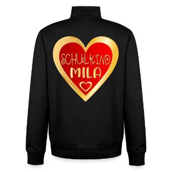 SCHULKIND MILA HERZ - Unisex Organic Zip Sweatshirt von Stanley/Stella - Schwarz - Hinten - AI Model Male 185 light (185cm)