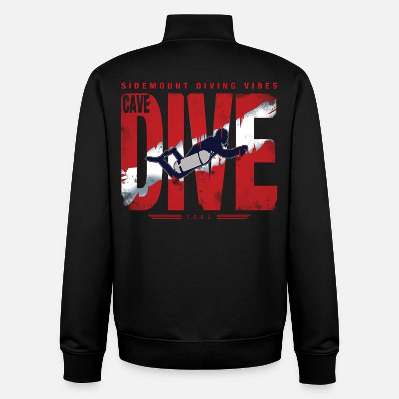 Plongée Cave Diver Graphique - Sweat zippé unisexe en coton bio Stanley/Stella - noir