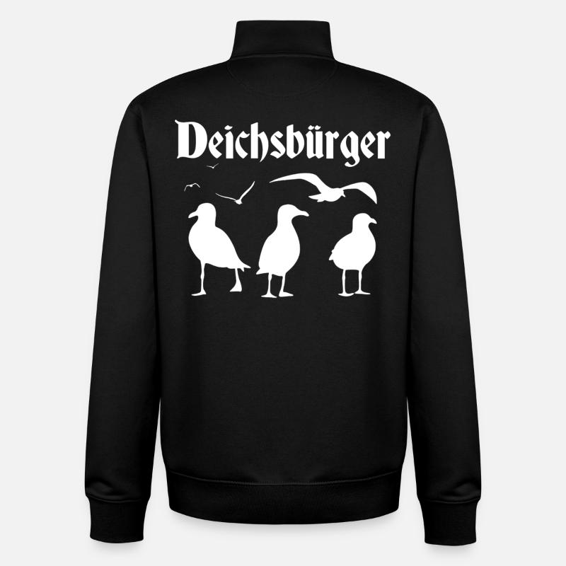 Équipage du Deichsbürger Seagull - Sweat zippé unisexe en coton bio Stanley/Stella - noir