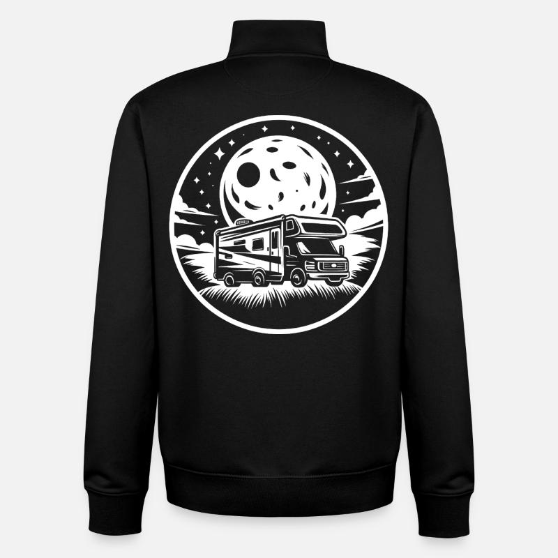Camping-car Silhouette Camping Reis - Sweat zippé unisexe en coton bio Stanley/Stella - noir