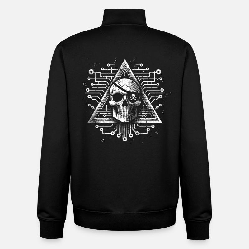 Digital Skull Triangle Design - Unisex Organic Zip Sweatshirt by Stanley/Stella - black