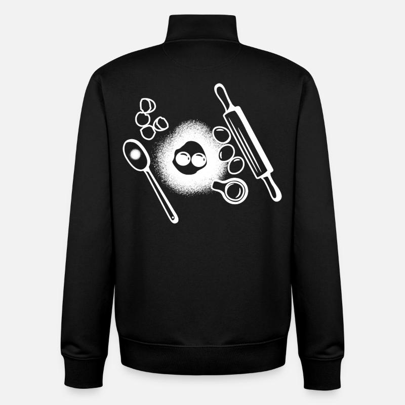 Baking Ingredients Drawing - Unisex Organic Zip Sweatshirt by Stanley/Stella - black
