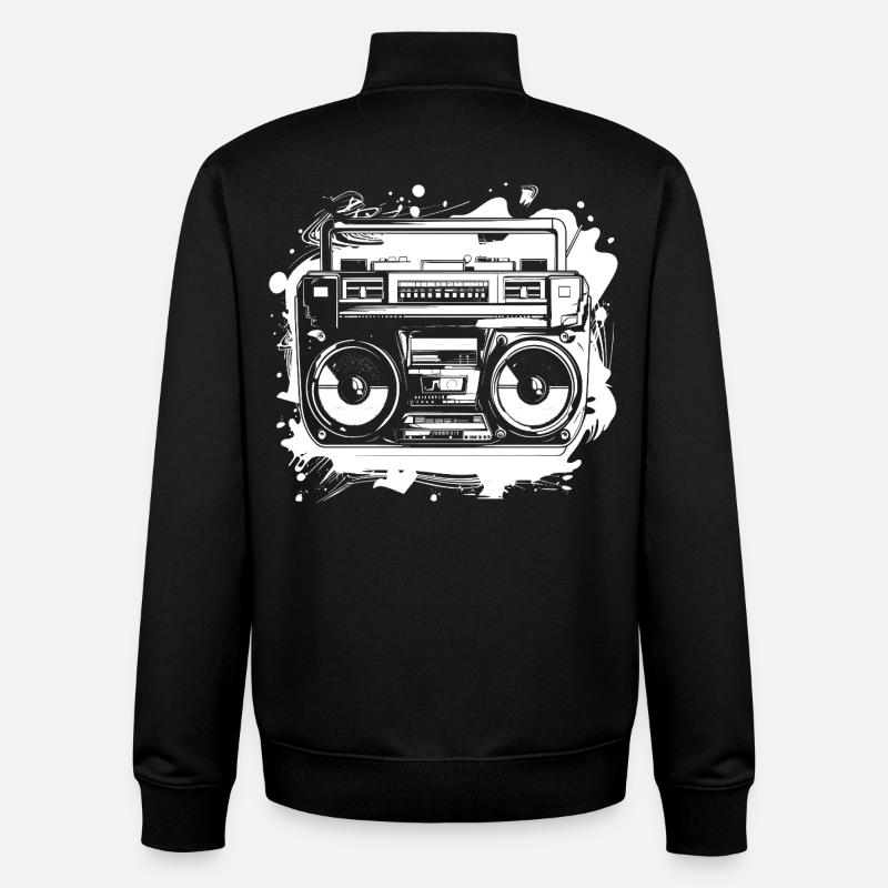 Dessin de musique hip hop - Sweat zippé unisexe en coton bio Stanley/Stella - noir