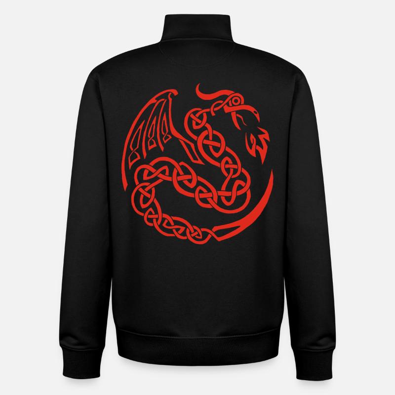Dragon celte rouge - Sweat zippé unisexe en coton bio Stanley/Stella - noir