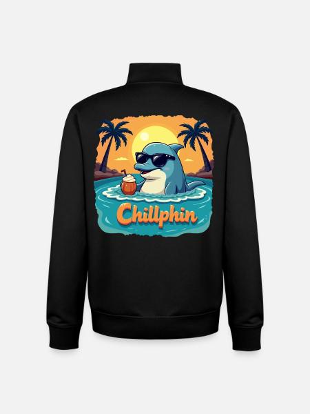 Chillphin – Relax like a dolphin - Unisex Organic Zip Sweatshirt by Stanley/Stella - black