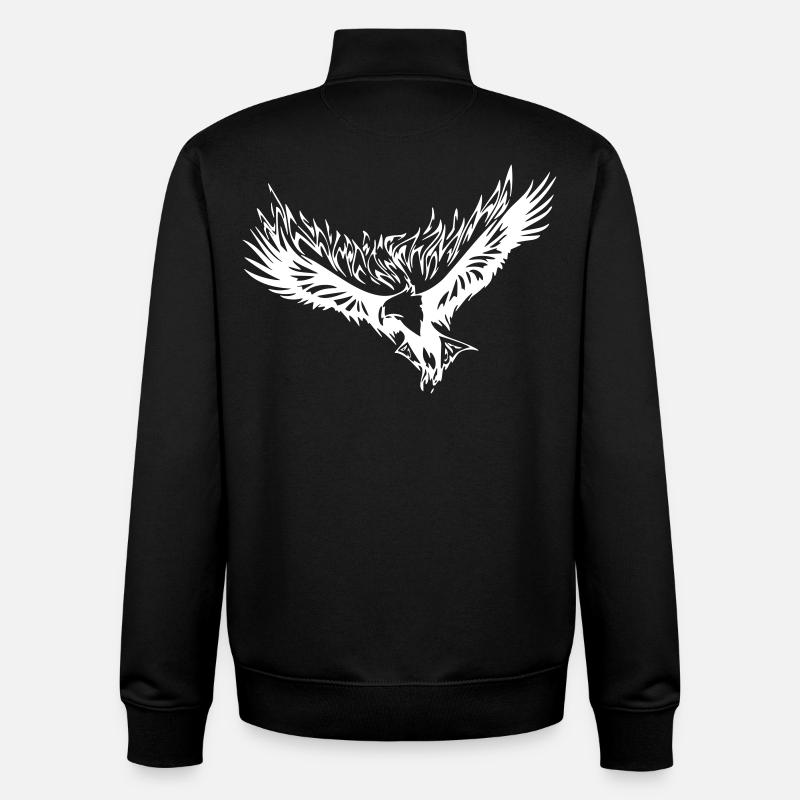 Aigle de flammes - Sweat zippé unisexe en coton bio Stanley/Stella - noir