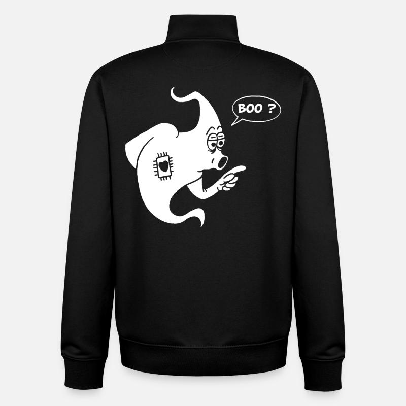 Fantôme blanc amusant - Sweat zippé unisexe en coton bio Stanley/Stella - noir