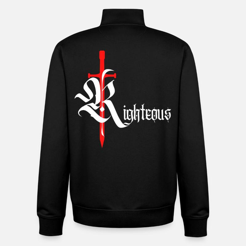 Gothic Righteous Design mit Schwert mit weißem Text - Unisex Organic Zip Sweatshirt von Stanley/Stella - Schwarz