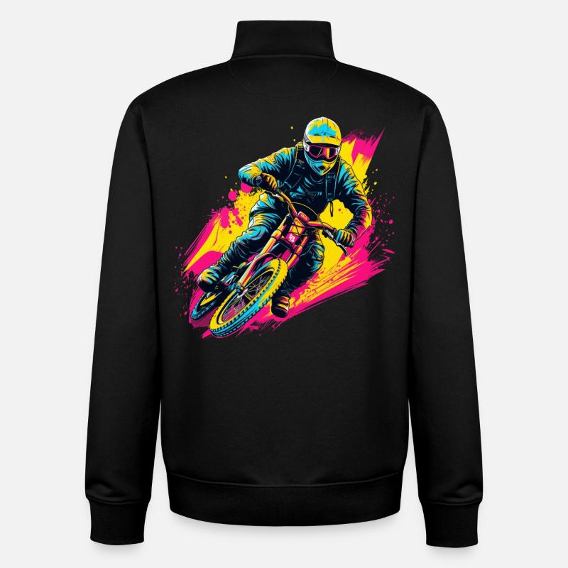 BMX Biker Steamwave - Sweat zippé unisexe en coton bio Stanley/Stella - noir