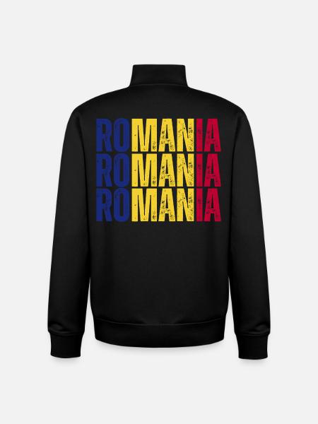 Drapeau roumain, j’adore la Roumanie - Sweat zippé unisexe en coton bio Stanley/Stella - noir