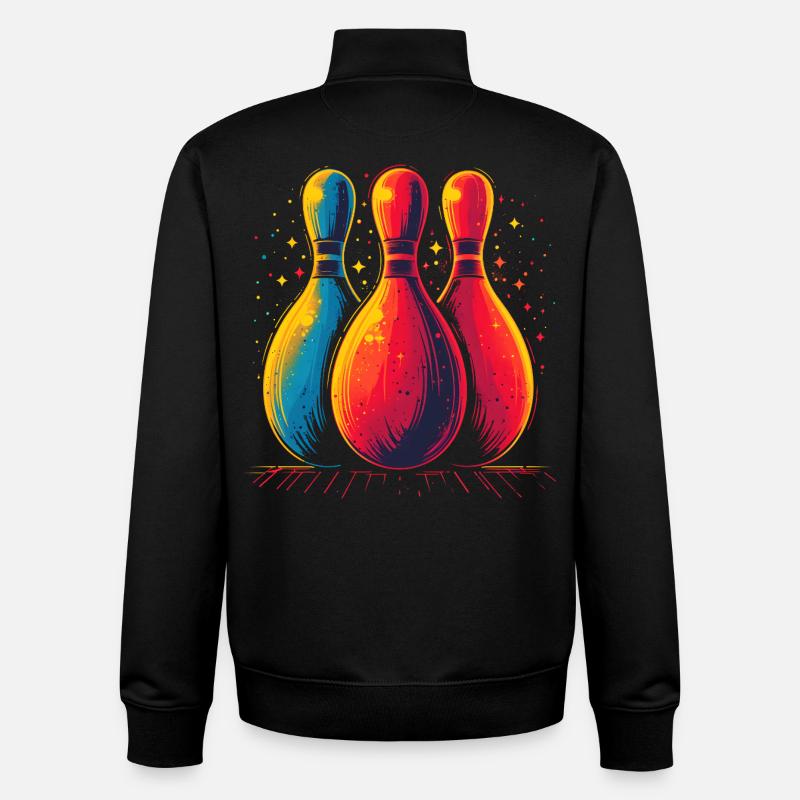 Look rétro bowling - Sweat zippé unisexe en coton bio Stanley/Stella - noir