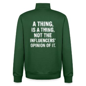 Citation inspirante Typographie Design - Sweat zippé unisexe en coton bio Stanley/Stella - vert bouteille - Dos - AI Model Male 185 dark (185cm)