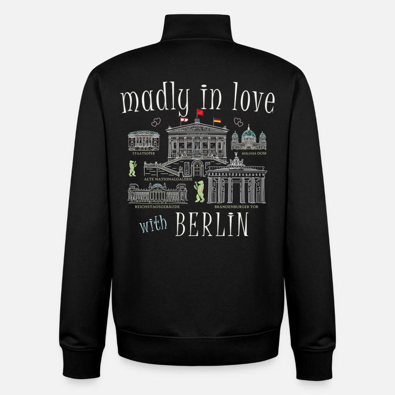 Berlin, Hand Drawing - Unisex Organic Zip Sweatshirt by Stanley/Stella - black