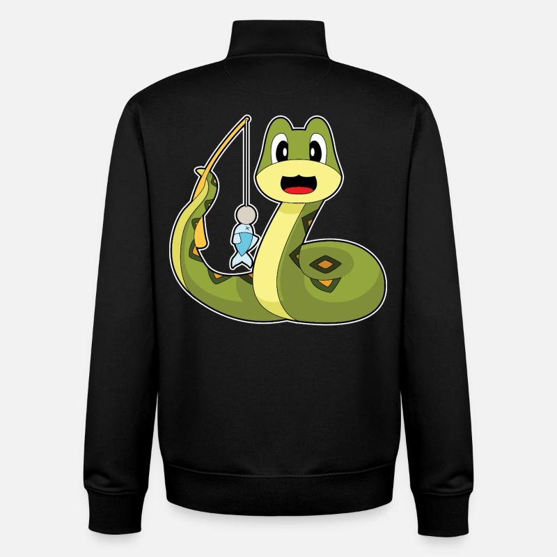 Pêche au poisson pêcheur serpent - Sweat zippé unisexe en coton bio Stanley/Stella - noir