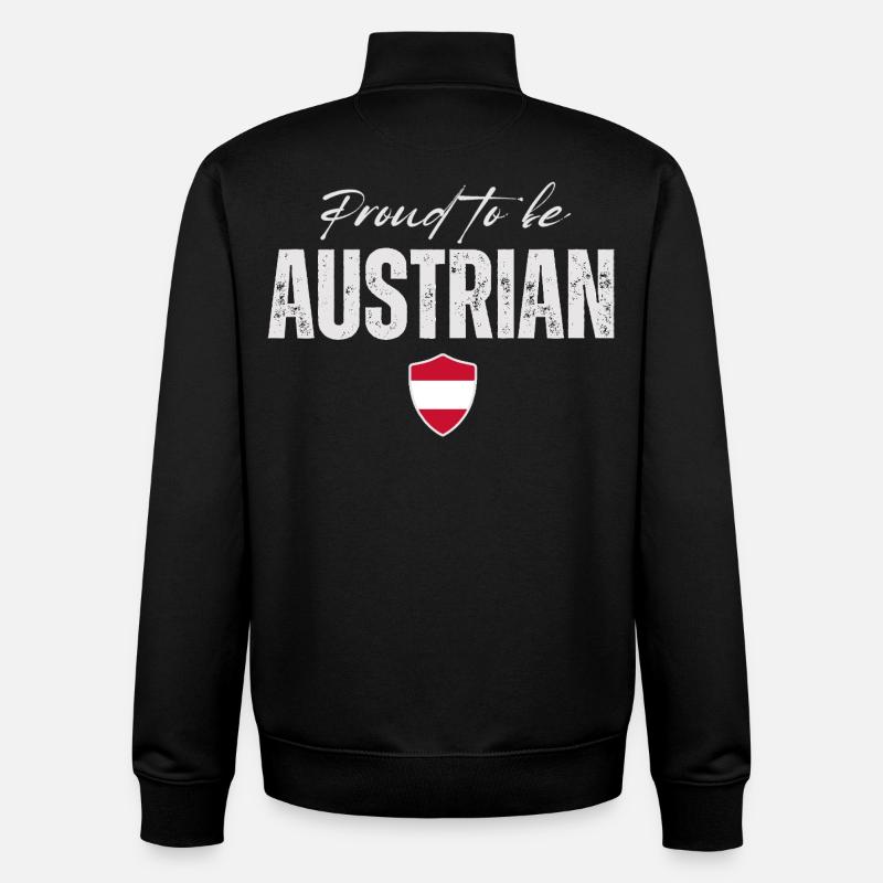 Fier autrichien, fabriqué en Autriche - Sweat zippé unisexe en coton bio Stanley/Stella - noir