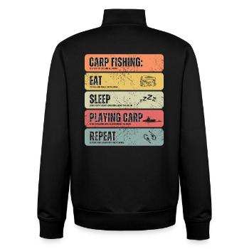 Carp Fishing Eat Sleep Playing Carp Repeat - Unisex Organic Zip Sweatshirt by Stanley/Stella - black - Back - AI Model Male 185 light (185cm)