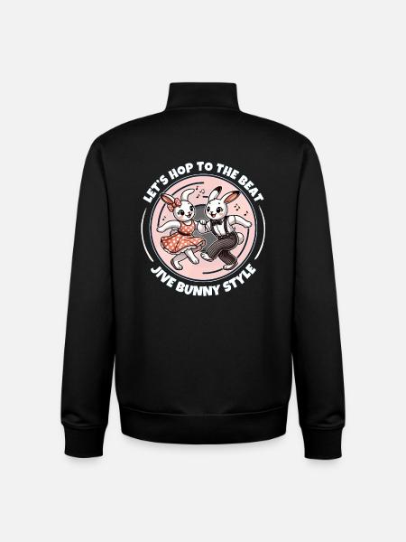 Retro Rockabilly Dancing Bunny Couple - Unisex Organic Zip Sweatshirt by Stanley/Stella - black