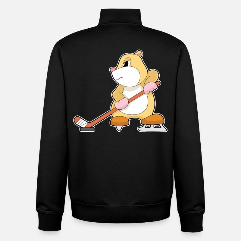 Hamster Eishockey Eishockeyschläger - Unisex Organic Zip Sweatshirt von Stanley/Stella - Schwarz
