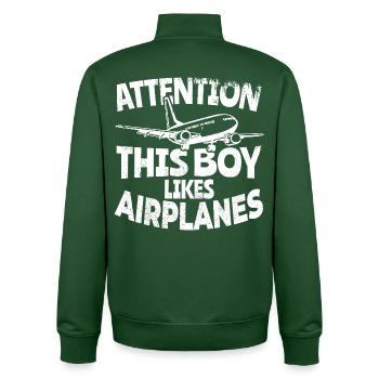 Airplane - Unisex Organic Zip Sweatshirt by Stanley/Stella - bottle green - Back - AI Model Male 185 dark (185cm)