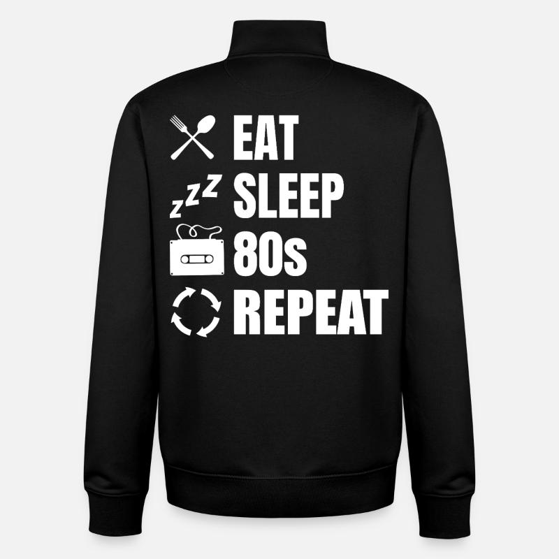 Manger dormir 80s Répéter - Sweat zippé unisexe en coton bio Stanley/Stella - noir