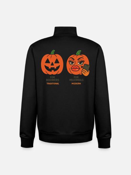Expressive Halloween Pumpkin Designs - Unisex Organic Zip Sweatshirt by Stanley/Stella - black