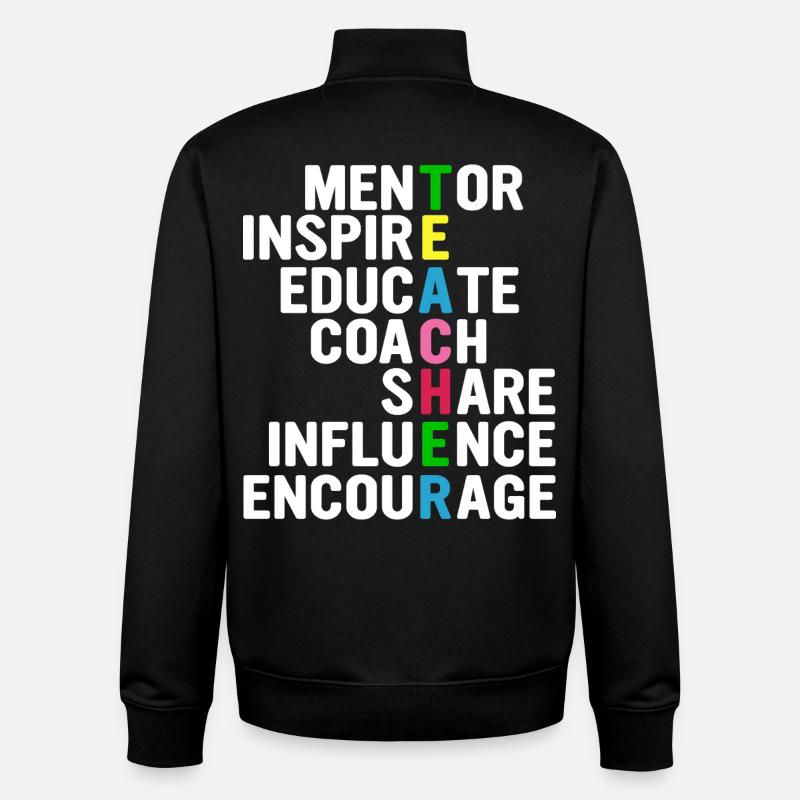 Professeur Acrostichon : Mentorer, Inspirer,... - Sweat zippé unisexe en coton bio Stanley/Stella - noir