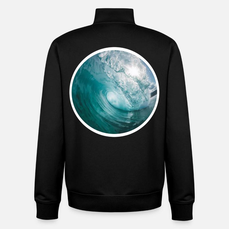 Mouvement des vagues Art de la mer - Sweat zippé unisexe en coton bio Stanley/Stella - noir