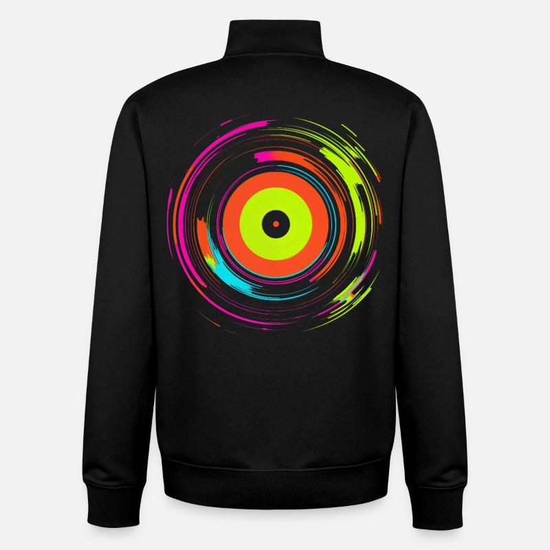 Disque vinyle Retrowave - Sweat zippé unisexe en coton bio Stanley/Stella - noir