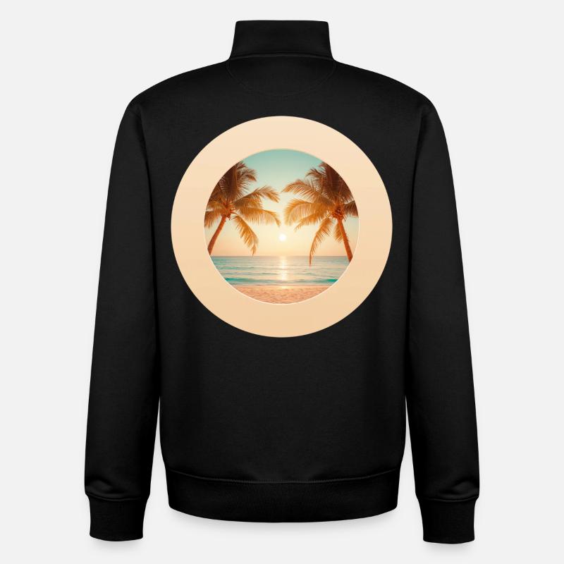 Sunset on the palm beach - Unisex Organic Zip Sweatshirt by Stanley/Stella - black