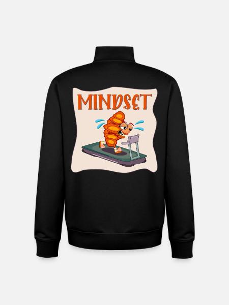 CROISSANT RUNNER FUNNY MINDSET - Unisex Organic Zip Sweatshirt by Stanley/Stella - black