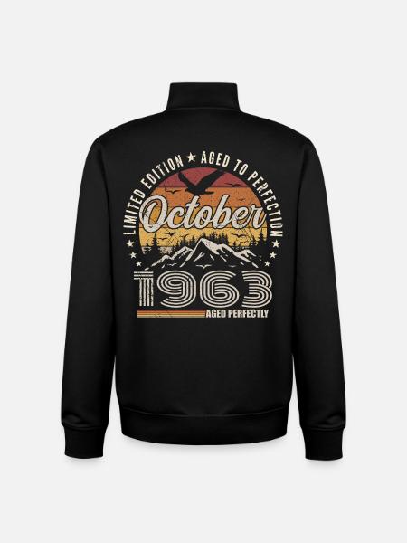 October 1963 Birthday Gift - October 1963 - Unisex Organic Zip Sweatshirt by Stanley/Stella - black