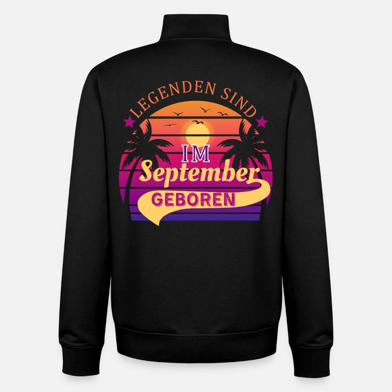 Les légendes naissent en septembre-anniversaire - Sweat zippé unisexe en coton bio Stanley/Stella - noir