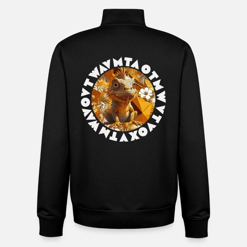 Tropical Chameleon Stylized Exotic Graphic - Unisex Organic Zip Sweatshirt by Stanley/Stella - black