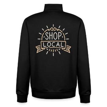 Shop local small business support artisan - Unisex Organic Zip Sweatshirt by Stanley/Stella - black - Back - AI Model Male 185 light (185cm)